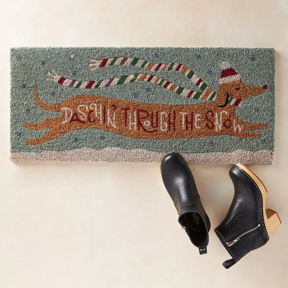 ANTHROPOLOGIE Daschin' Through The Snow Doormat - Picture 1 of 2